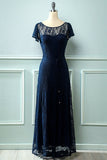 Navy Long Lace Dress