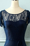 Navy Long Lace Dress