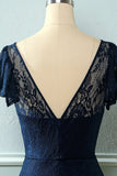 Navy Long Lace Dress