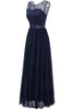 Load image into Gallery viewer, Navy Long Lace Bridesmaid Dress