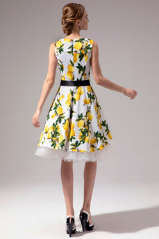 V-neck Lemon Vintage Dress