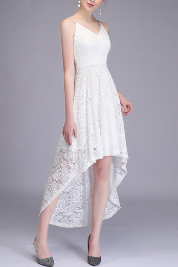 Straps Lace White Dress