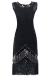 Black 1920s Sequins Fringe Flapper Dress