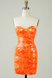 Strapless Orange Tight Short Formal Dress