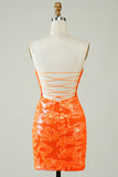 Strapless Orange Tight Short Formal Dress