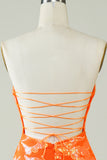 Strapless Orange Tight Short Formal Dress