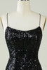 Load image into Gallery viewer, Black Sequins Spaghetti Straps Tight Short Formal Dress