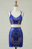 Load image into Gallery viewer, Royal Blue Two Piece Glitter Tight Short Formal Dress