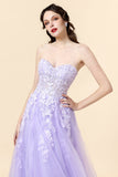 A Line Sweetheart Purple Long Formal Dress with Appliques