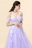 A Line Sweetheart Purple Long Formal Dress with Appliques