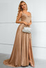 Load image into Gallery viewer, Khaki Spaghetti Straps Bowknot Formal Dress With Slit