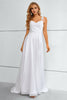 Load image into Gallery viewer, White Spaghetti Straps Bowknot Formal Dress With Slit