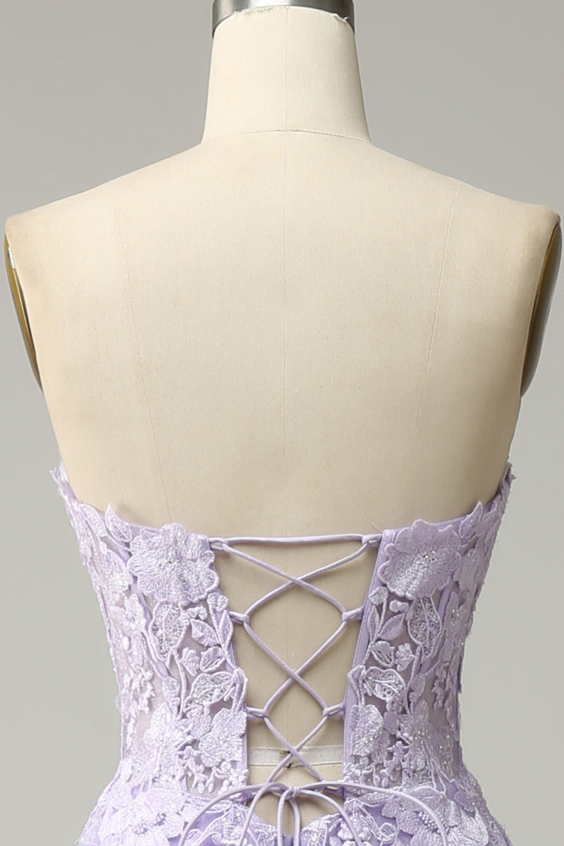 Load image into Gallery viewer, A Line Spaghetti Straps Detachable Long Purple Formal Dress with Appliques