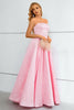Load image into Gallery viewer, Pink Lace Up A-Line Strapless Formal Dress