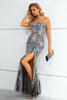 Load image into Gallery viewer, Black Spaghetti Straps Beaded Formal Dress With Slit