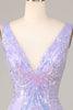 Load image into Gallery viewer, Bodycon V-Neck Lilac Sequins Short Formal Dress