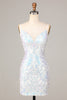 Load image into Gallery viewer, Sheath Spaghetti Straps White Sequins Short Formal Dress