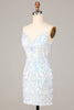Load image into Gallery viewer, Sheath Spaghetti Straps White Sequins Short Formal Dress