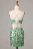 Load image into Gallery viewer, Two Piece Spaghetti Straps Green Sequins Short Formal Dress