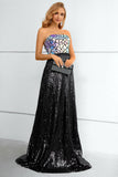 Black Sequined Strapless Formal Dress