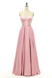 Blush Beaded Sweetheart Long Formal Dress