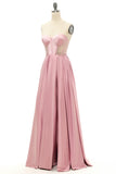 Blush Beaded Sweetheart Long Formal Dress