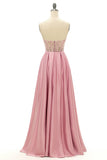 Blush Beaded Sweetheart Long Formal Dress