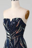 Load image into Gallery viewer, Sparkly Navy Mermaid Sequins Long Formal Dress