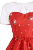 Christmas Snowflake Red Vintage Print Dress