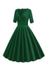 Load image into Gallery viewer, Green V-Neck Short Sleeves 1950s Swing Dress