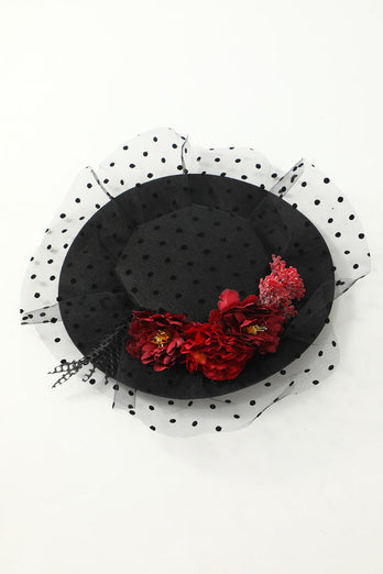 Black Halloween Top Hat With Flowers