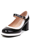 Black Round Toe Shoes With Adjustable Strap