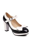 Black Pointed Toe Adjustable Strap Vintage Shoes