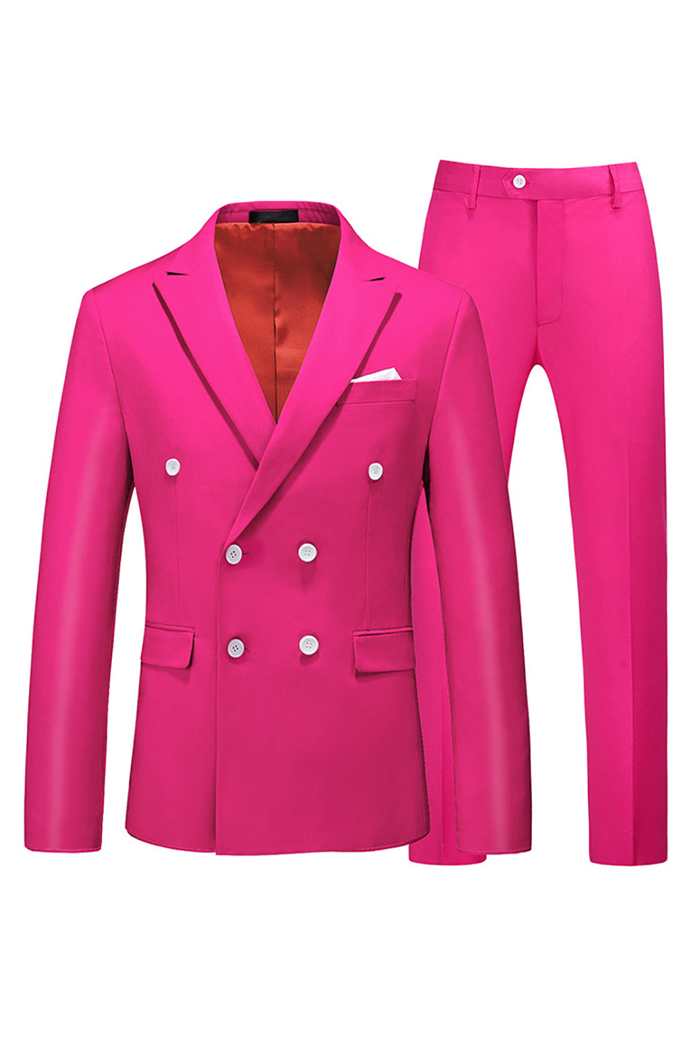 Hot Pink Double Breasted 2 Piece Formal Men Suits