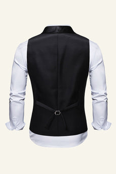 Black Single Breasted Shawl Lapel Men's Vest