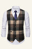 Load image into Gallery viewer, Lapel Brown Plaid Men&#39;s Suit Vest