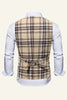 Load image into Gallery viewer, Lapel Brown Plaid Men&#39;s Suit Vest