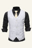 Load image into Gallery viewer, Single Breasted Lapel White Print Men&#39;s Vest