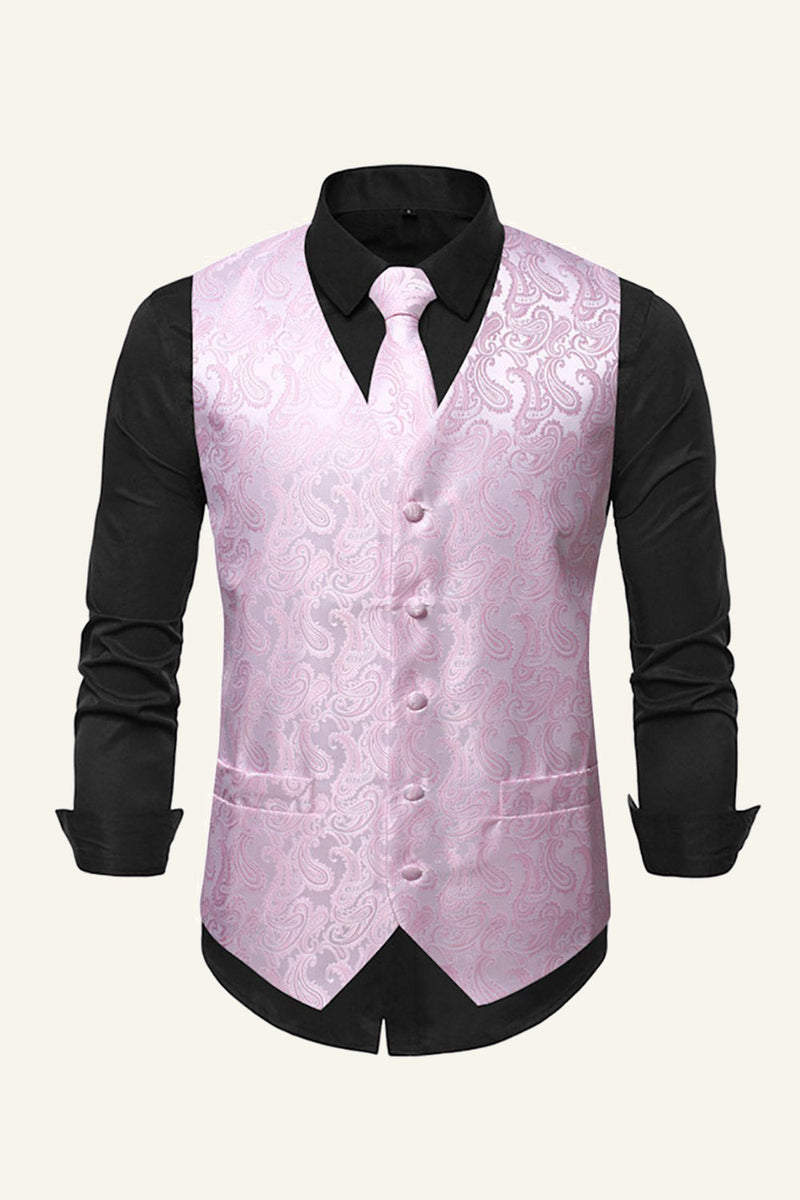 Load image into Gallery viewer, Single Breasted Lapel Pink Print Men&#39;s Vest