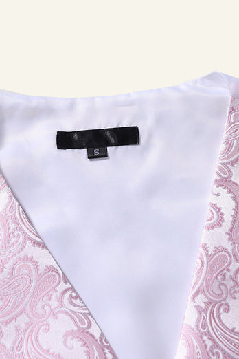 Single Breasted Lapel Pink Print Men's Vest