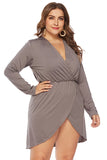 Plus Size Black Wrap V-Neck Party Dress