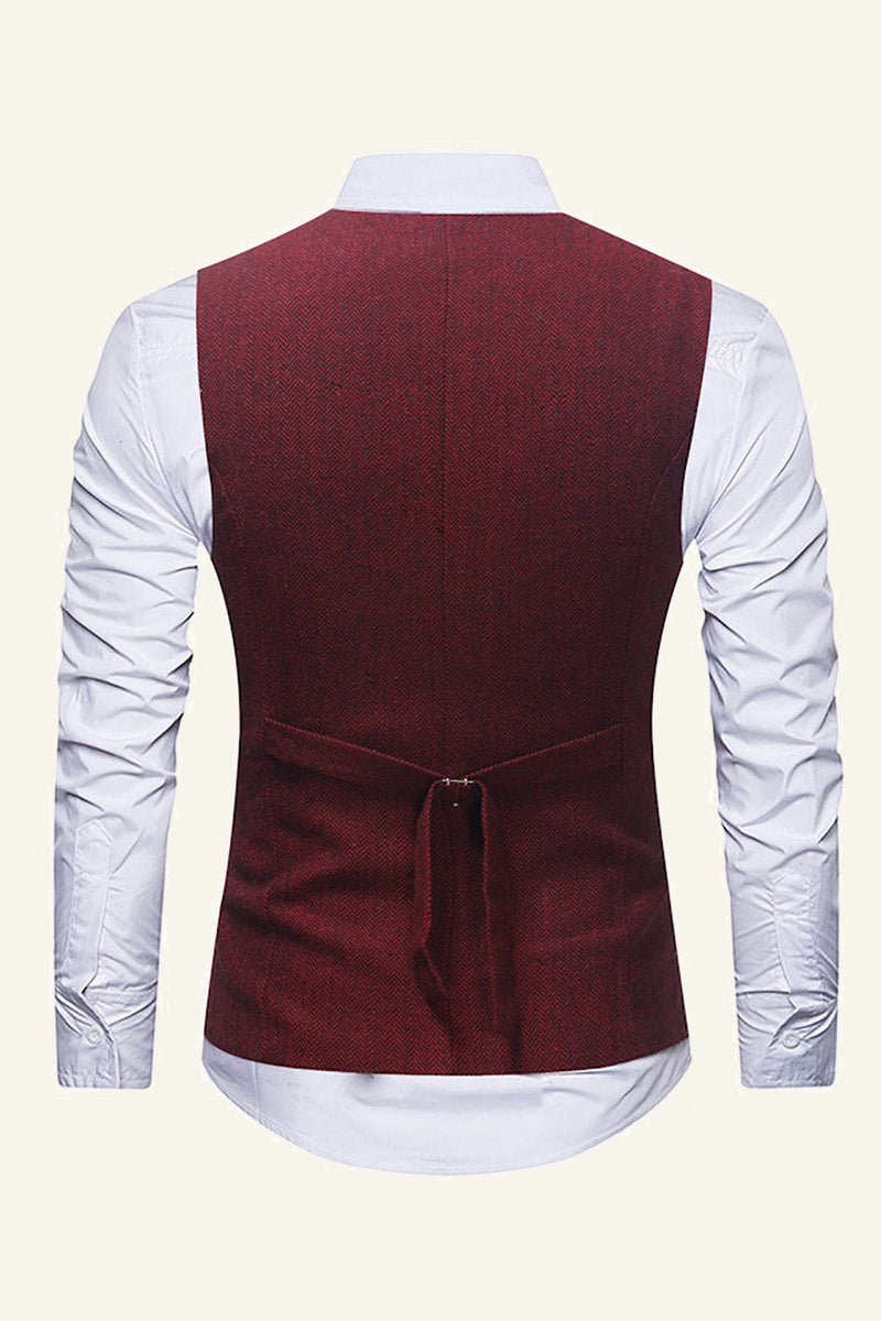 Load image into Gallery viewer, Burgundy Single Breasted Men&#39;s Casual Vest