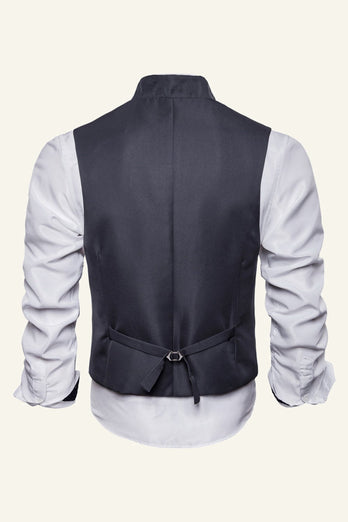 Black Notched Lapel Men's Casual Vest