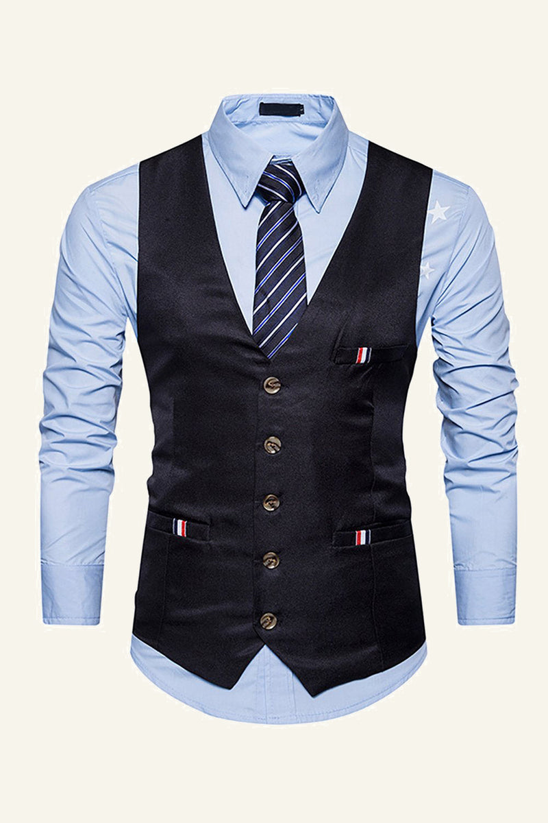 Load image into Gallery viewer, Black Single Breasted Lapel Men&#39;s Suits Vest