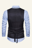 Black Single Breasted Lapel Men's Suits Vest