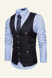 Black Single Breasted Lapel Men's Suits Vest