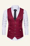 Black Single Breasted Lapel Men's Suits Vest