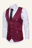 Black Single Breasted Lapel Men's Suits Vest