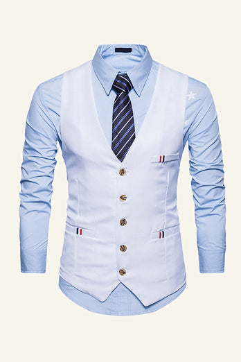 Black Single Breasted Lapel Men's Suits Vest