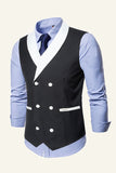 Black Shawl Lapel Double Breasted Men's Suit Vest